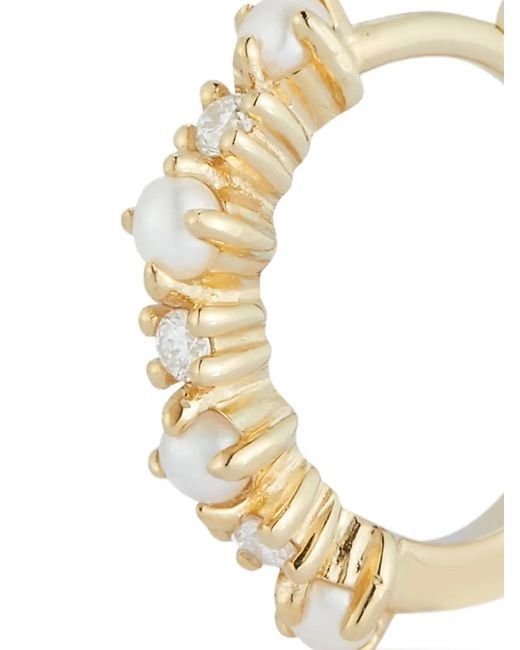 Mateo Metallic 14Kt The Little Things Pearl Diamond Hoop Earrings