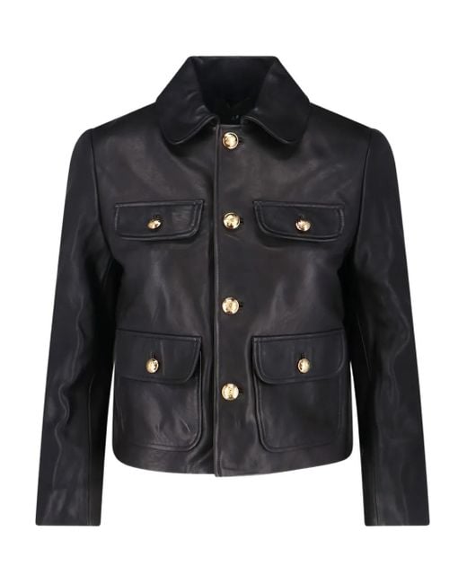Nili Lotan Black Button Leather Jacket