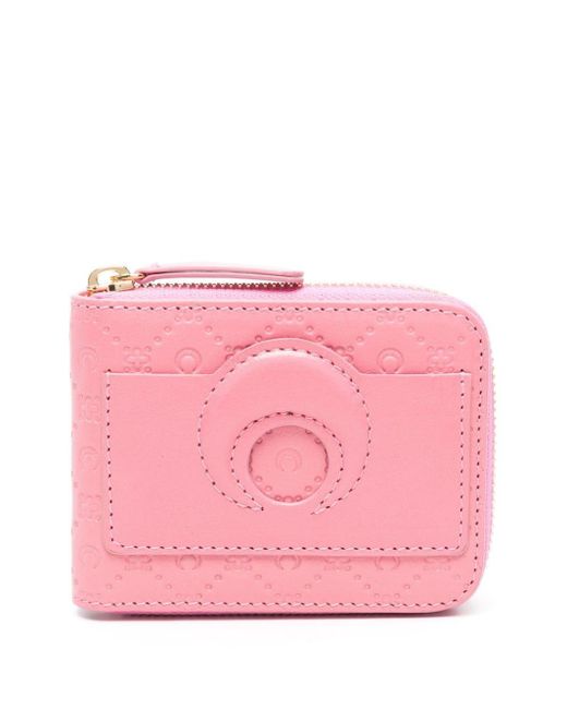 MARINE SERRE Pink Moonogram-pattern Leather Wallet