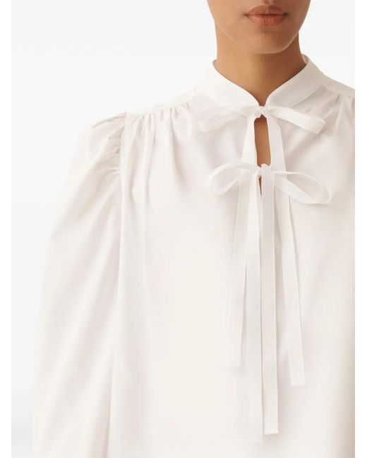 Fabiana Filippi White Tie Neck Openwork Dress