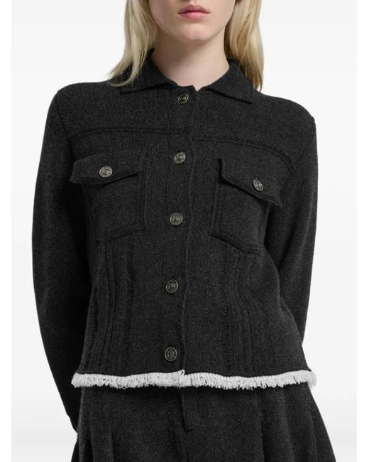 Barrie Black Pleated-Detail Button Jacket