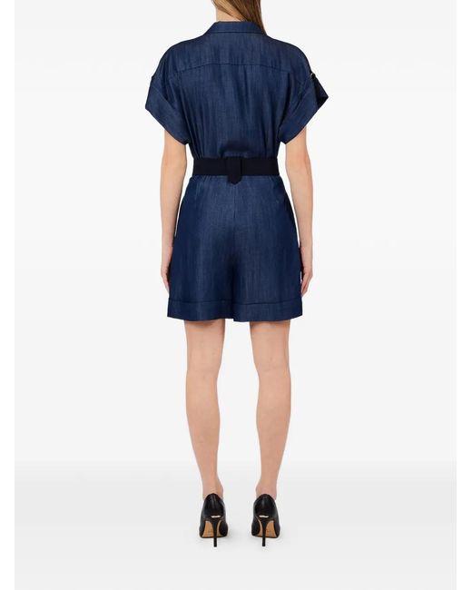 Liu Jo Blue Button Belted Jumpsuit