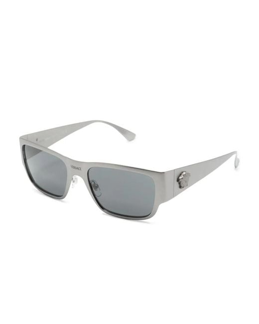 Versace Gray Medusa-Plaque Rectangle-Frame Sunglasses for men