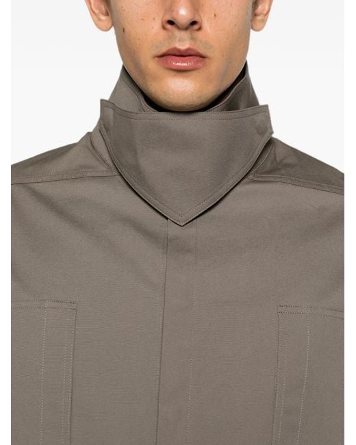 Rick Owens Gray Long-Sleeve Panelled Overshirt for men