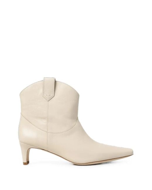 Staud Natural Square-Toe Leather Ankle Boots
