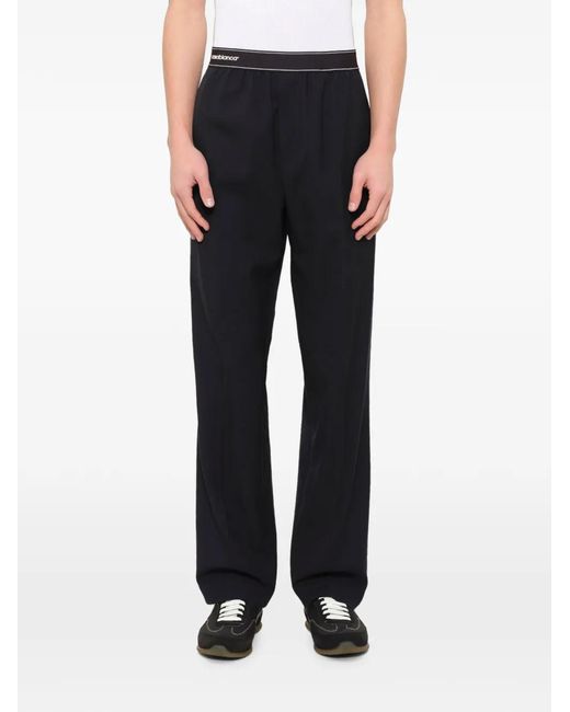 Casablanca Blue Logo-Waistband Tailored Trousers for men
