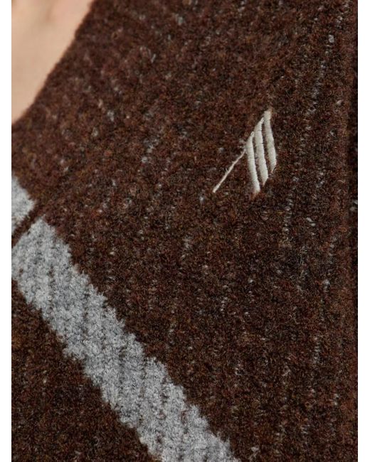 The Attico Brown Pullover mit diagonalen Streifen