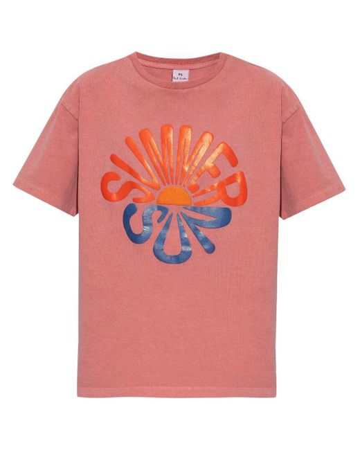 PS by Paul Smith Pink Slogan-print Cotton T-shirt