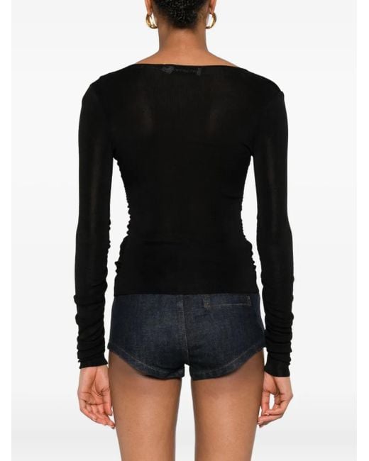Self-Portrait Black Viscose Knit Top