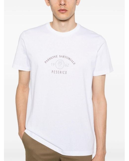 Peserico White Logo-print Cotton T-shirt for men