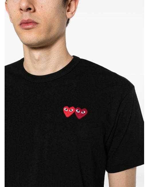 T-shirt en coton à logo brodé COMME DES GARÇONS PLAY pour homme en coloris Black