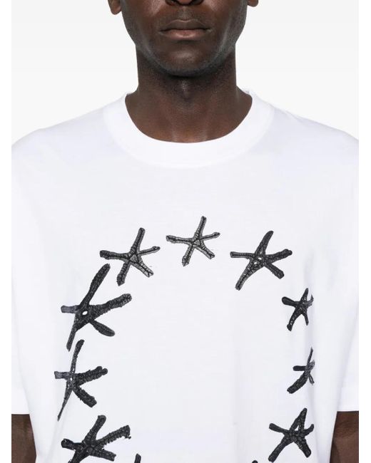 Etudes Studio White Star-Print Organic Cotton T-Shirt for men