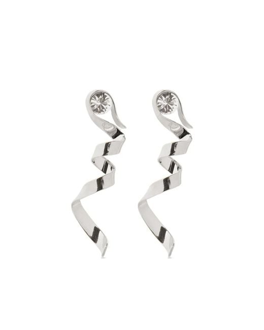 Dries Van Noten White Swirl Earrings