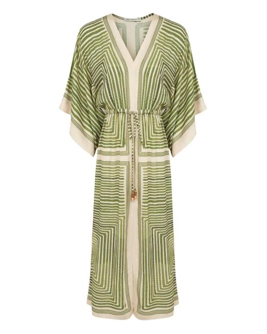 Lenny Niemeyer Green Geometric-Print Drawstring Beach Dress