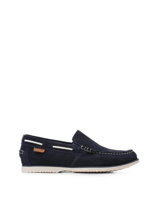 Clarks Blue Noonan Step Suede Loafers for men