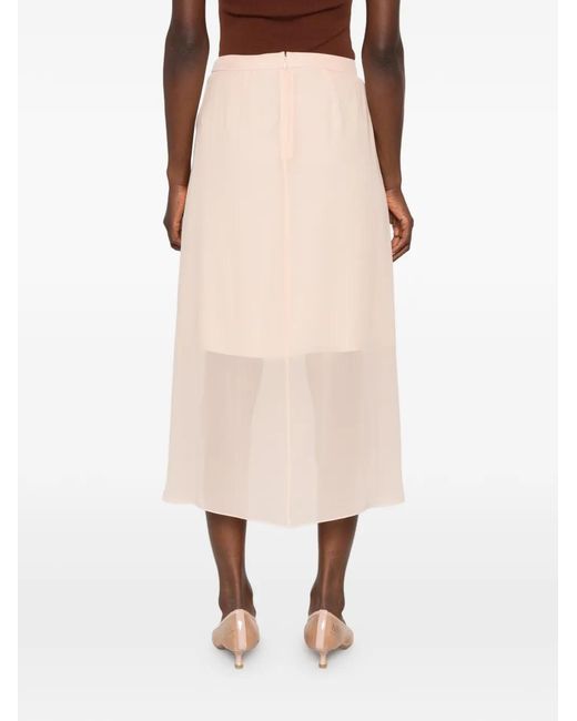 Mugler Pink Sheer Panelling Flared Midi Skirt