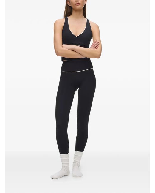 Karl Lagerfeld Black Contrast-Piping Leggings