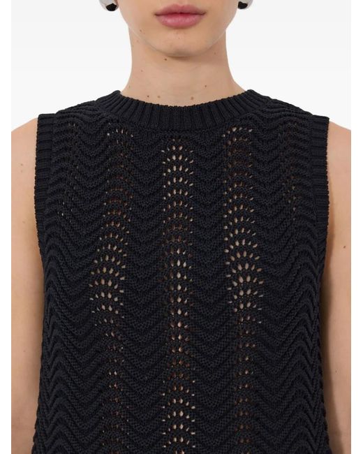 Loulou de Saison Black Vittoria Crochet Vest