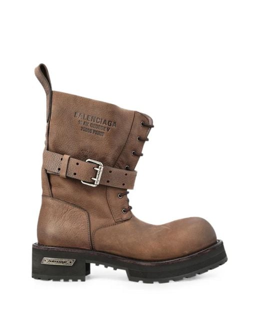 Balenciaga Brown Venom Lace-Up Boots for men