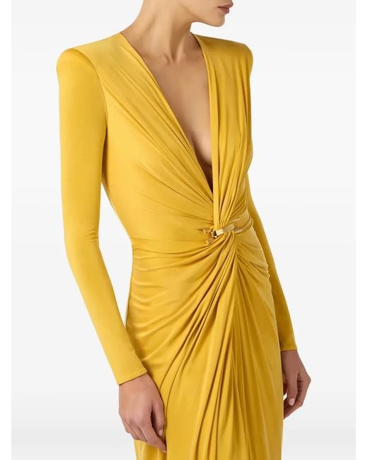 Elisabetta Franchi Metallic Ls Dress Waist Detail
