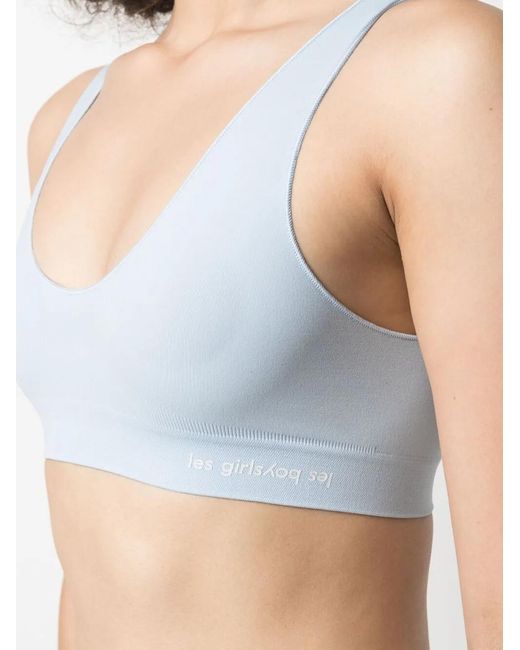Les Girls, Les Boys Blue Semi-Sheer Crop Top