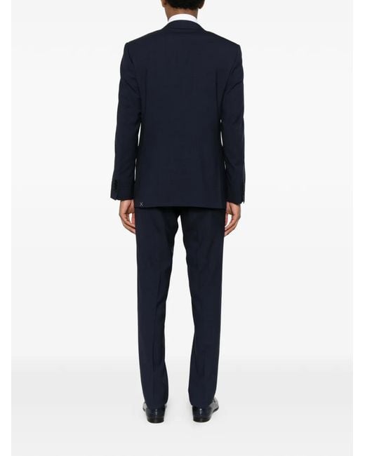 Canali Blue Costume En Laine À Carreaux for men