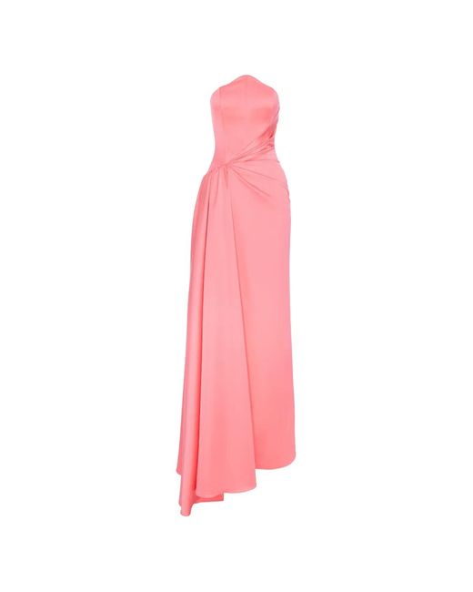 V:PM ATELIER Pink Kira Strapless Draped-Detailing Maxi Dress