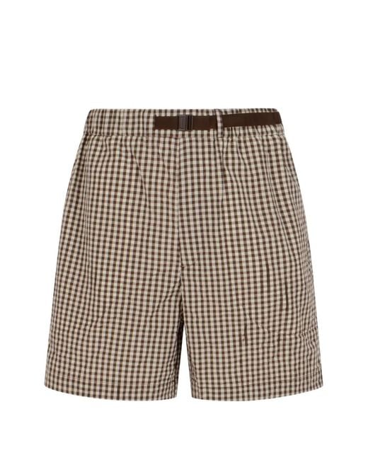 Moncler Gray Vichy Check-Pattern Cotton Shorts for men