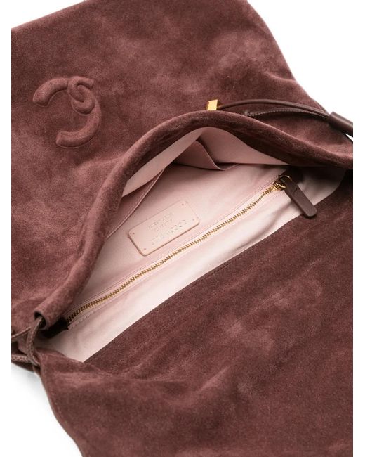 Coccinelle Purple Medium Lidia Logo-Embossed Suede Shoulder Bag