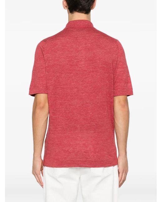 Brunello Cucinelli Button-Up Poloshirt in het Red voor heren