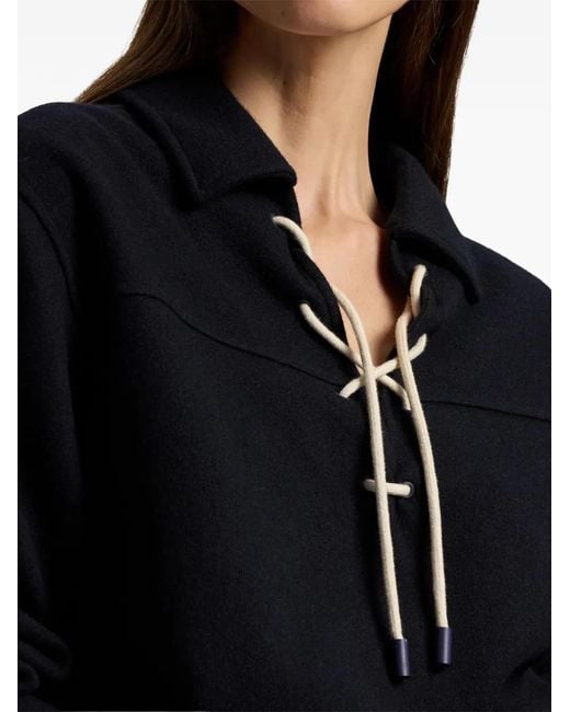 Ralph Lauren Blue Lace-Up Collared Sweatshirt