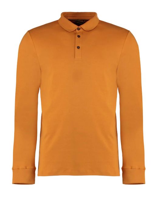 Moorer Poloshirt Met Geribbelde Afwerking in het Orange voor heren