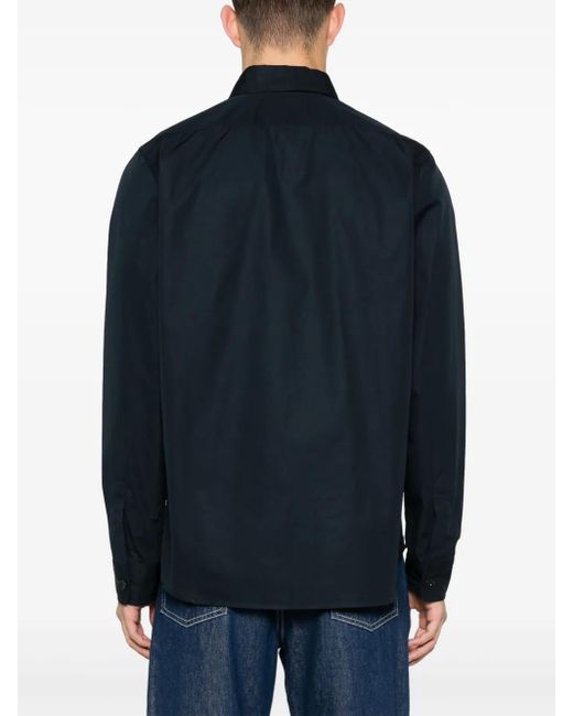 Aspesi Blue Poplin Patch-Pocket Shirt for men