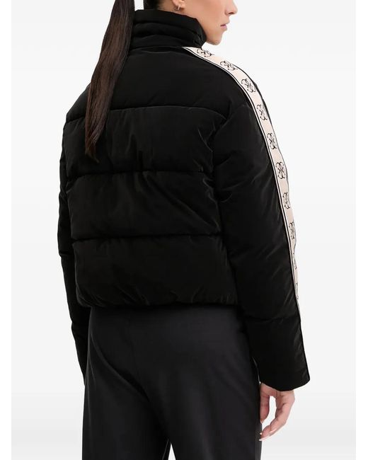 Guess Black Logo-Tape Padded Jacket