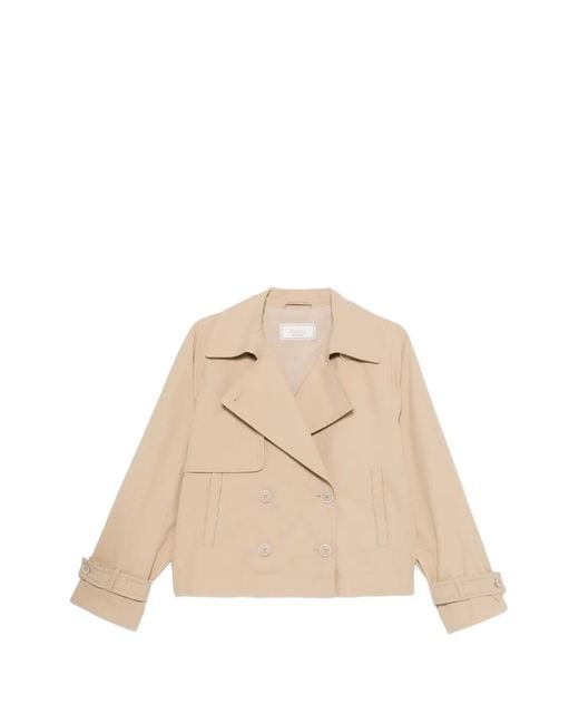 Peserico Natural Double-Breasted Cropped Jacket