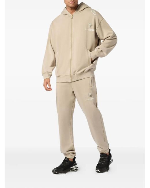 Philipp Plein Natural Graphic-Print Zip-Up Hoodie for men