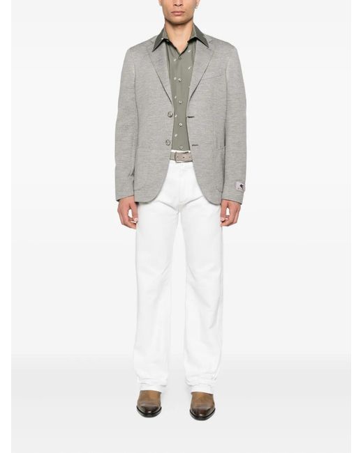 Etro Gray Two-Button Patch-Pocket Blazer for men