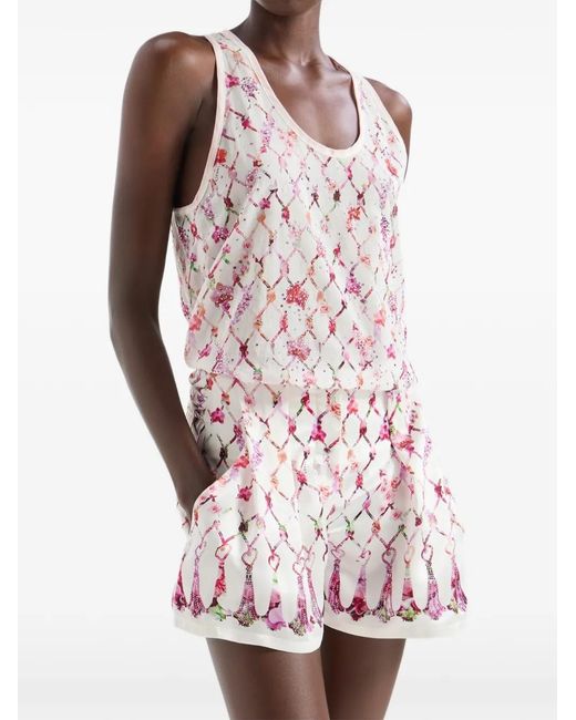 Genny White Floral Print Vest Top
