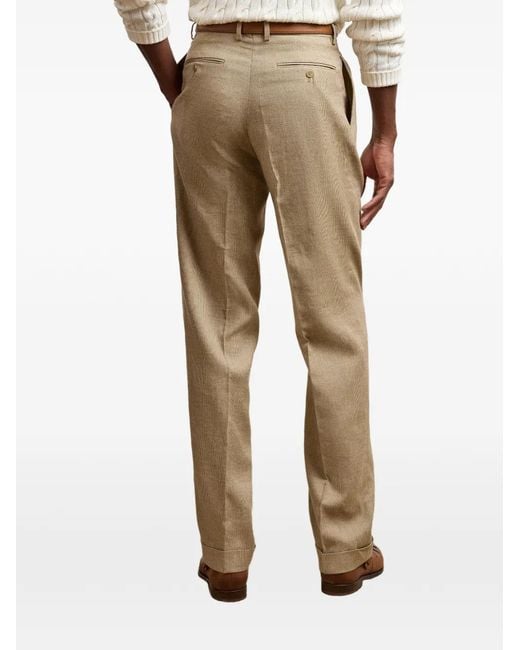 Ralph Lauren Natural Double-Pleated Trousers for men