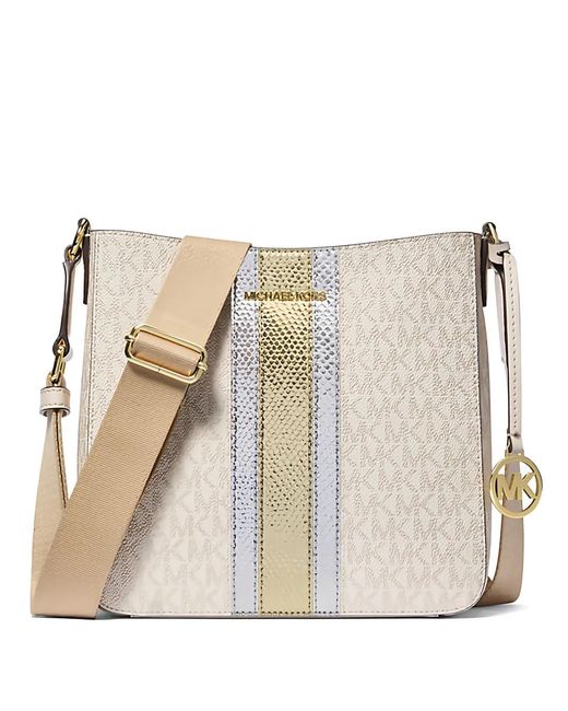 Michael Kors Natural Small Stripe Pattern Messenger Bag