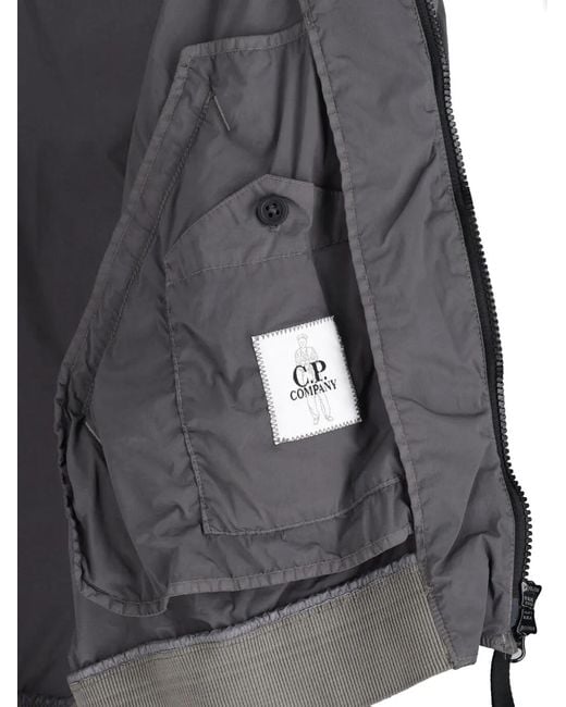 C P Company Gray Logo-Detail Bomber Jacket for men