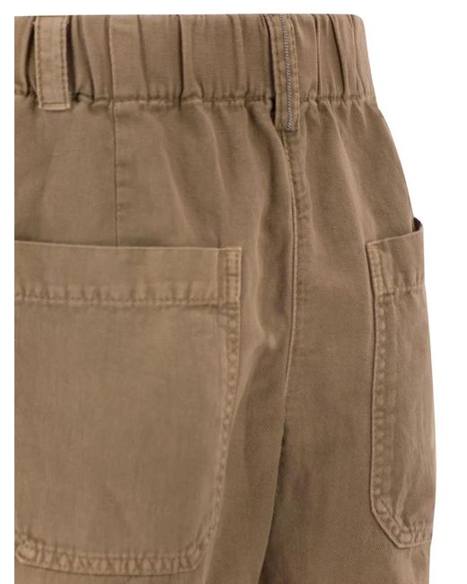 Brunello Cucinelli Natural Mini Short À Poches Plaquées