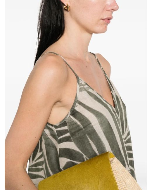 Pennyblack White Leaf-Print V-Neck Midi Dress