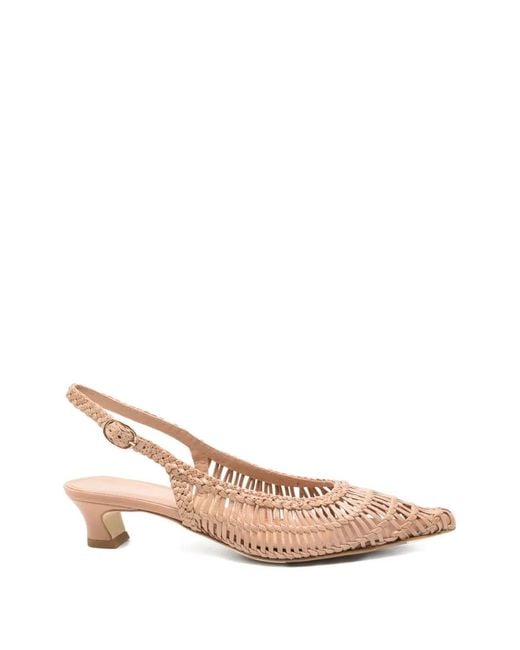 Julie Dee Pink Woven Slingback Pumps