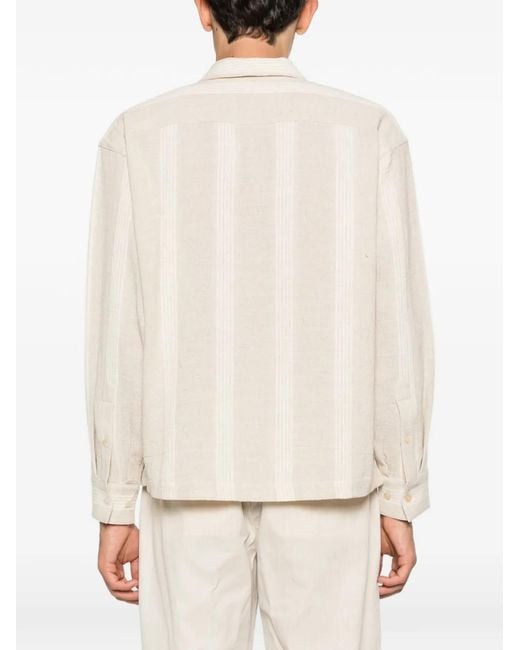 A Kind Of Guise White Rumba Striped Pocket Shirt for men