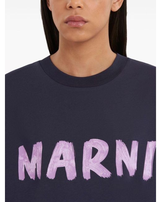 Marni Katoenen T-shirt Met Logoprint in het Black