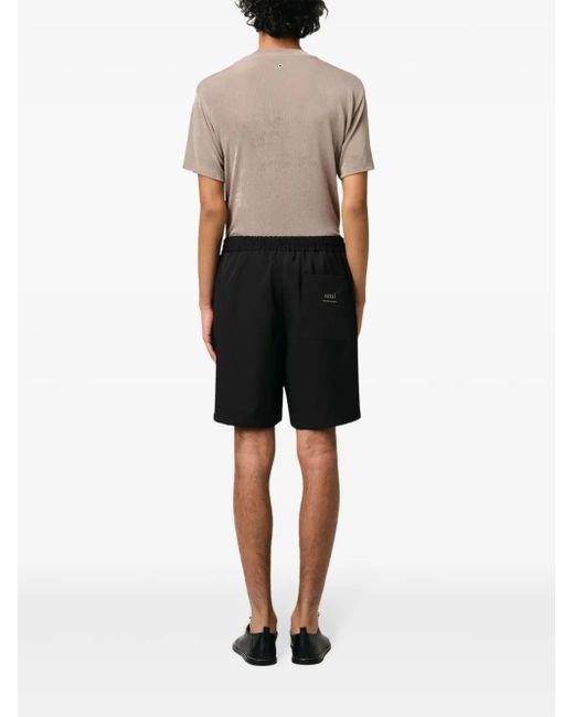 AMI Black Elasticated-Waist Shorts for men