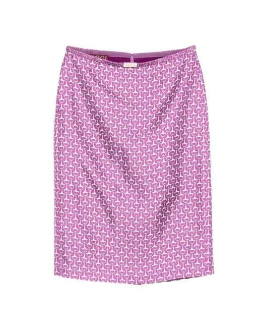 Gucci Purple Horsebit-Print Midi Skirt