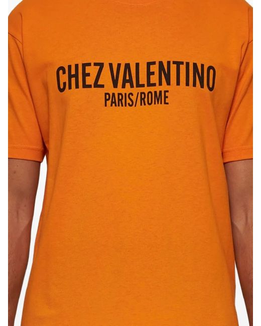 Valentino Garavani Orange Chez-Print T-Shirt for men
