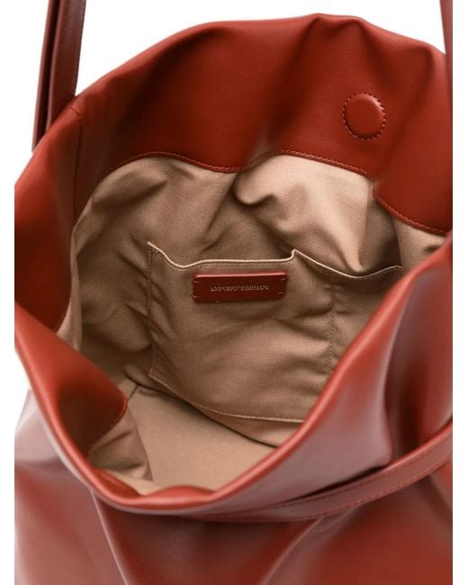 Emporio Armani Red Buckle-Detail Tote Bag